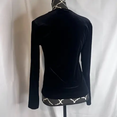 Energie Black Velvet Square Neck Long Sleeve Fitted Dressy Top Size Large