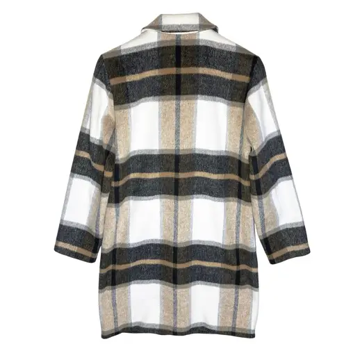 CUPCAKES & CASHMERE Women’s Cher Neutral Plaid Check Overcoat Small Tan
