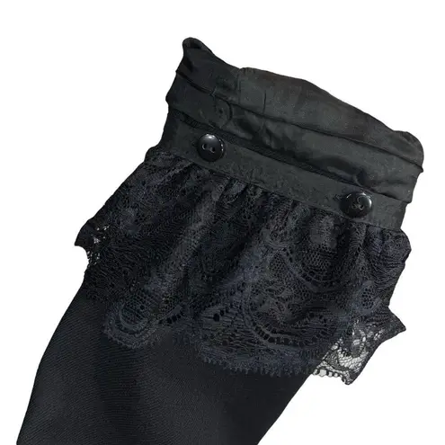 Bloomingdale’s Petite SZ 6P Wool Blazer Jacket Lined Collared Lace Accents Black