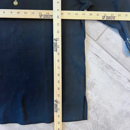 Reference Point Black Embellished Top Gold Safety Pin Detail V Neck L