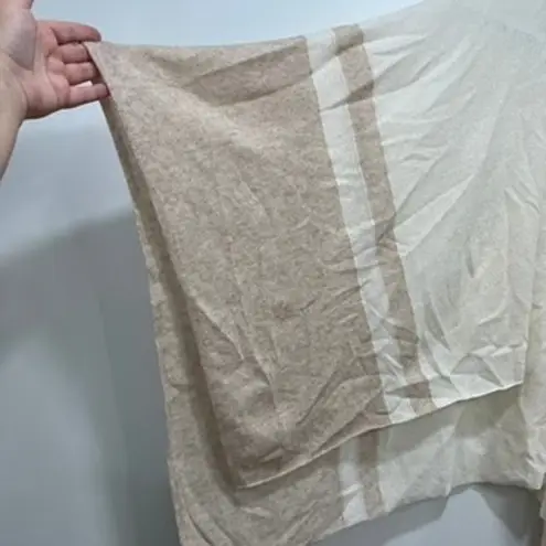 J. McLaughlin  Skyler Wrap NWT $248 Shaw 100% Cashmere OS Tan Stripe Colorblock‎ - Image 2