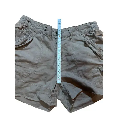 Free People  Womens Linen Blend Shorts Brown Flap Pockets Cargo Sz 4