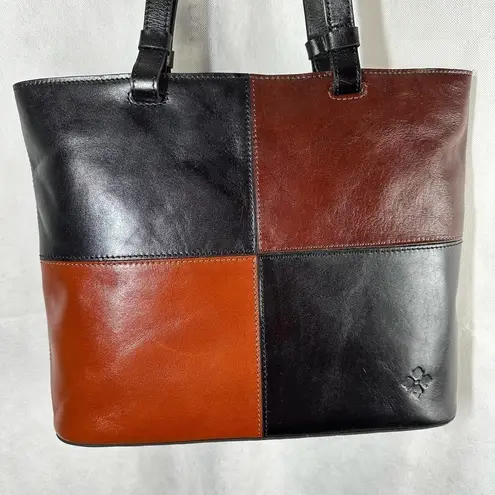 Patricia Nash Braden Colorblock Leather Tote Bag Black Tan