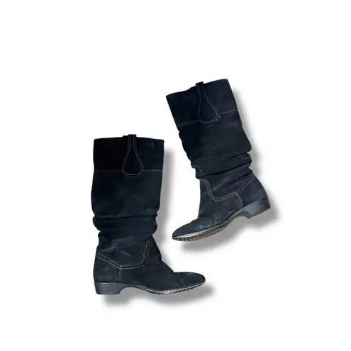 Sofft Black Suede Slouch Boots Women's Size 8 Western Stitch Detail Fall