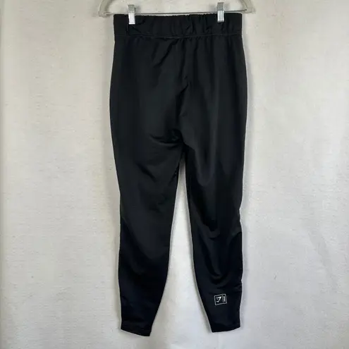 Gymshark  Black Joggers Athletic Track Pants White Piping Logo Womens Small