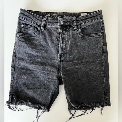 We The Free Free People  Black Avery Bermuda Raw Hem Button Fly Shorts 28