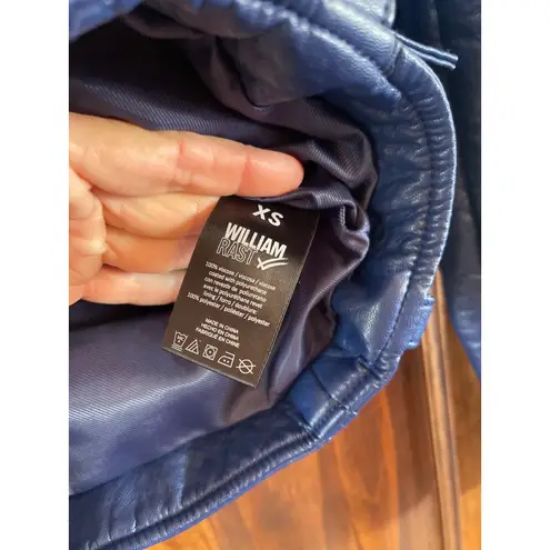 William Rast J Timberlake pebbled vegan leather moto jacket blue XS