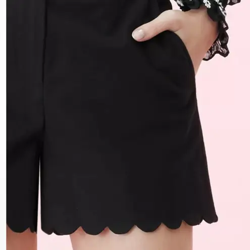 Rebecca Taylor Scalloped High Waist Black Shorts Size 4