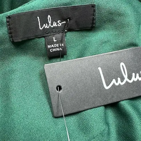 NWT Lulus Women's L Emerald Satin Sleeveless Pleated Maxi Dress Formal Green Size L - Image 8