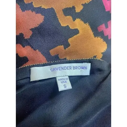 Lavender Brown Orange Pink Burgundy Fall Houndstooth Maxi Dress Size S Small