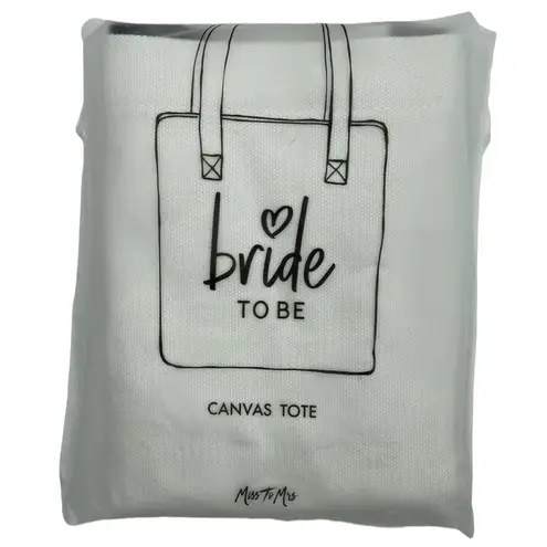 Miss To Mrs “Bride To Be” Wedding Canvas Tote Bag NEW White