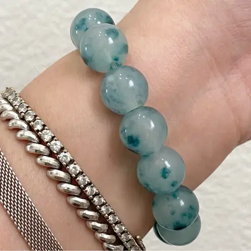 Handmade Pi Xiu Green Chalcedony Beads Natural Gemstone Lucky Bracelet One Size