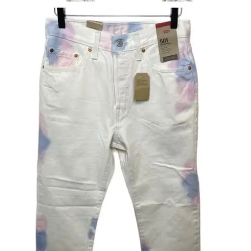 Levi's NEW Levi’s 501 Jeans High Rise Straight Leg White Tie-Dye Button Fly Womens 29