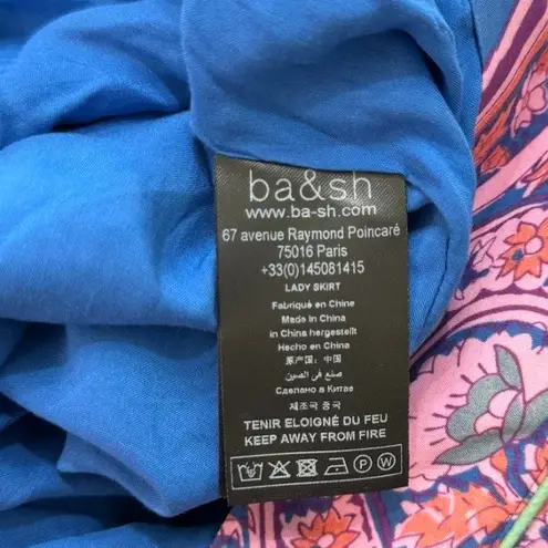 Ba&sh XS Jupe Fanessa Mixed Paisley Maxi Skirt Purple Blue Viscose