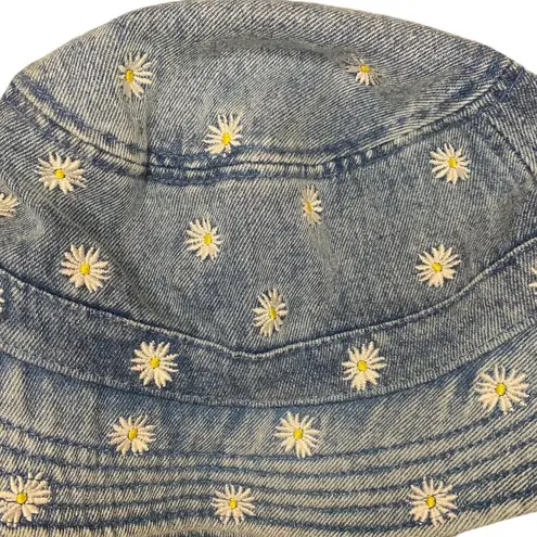 Old Navy American Eagle Embroidered Sunflower Light Denim Bucket Hat Adult One Size Retro