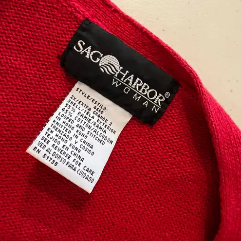 Sag Harbor Vintage 90s Red Knit Button Front Argyle Print Sweater Cardigan Vest Size 2X