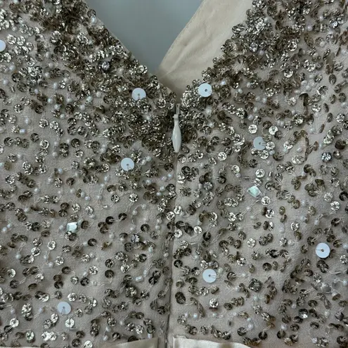 BHLDN Avery Maxi Dress, Oyster Champagne Color, Size 4