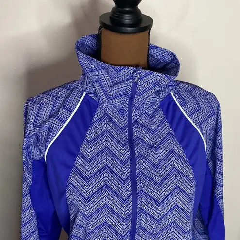 prAna  purple color block Chevron print high neck packable zip windbreaker sz S