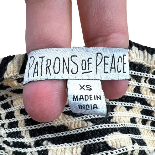 Patrons of Peace Tropical Leaf Print V-Neck Sundress Ivory Black Size XS