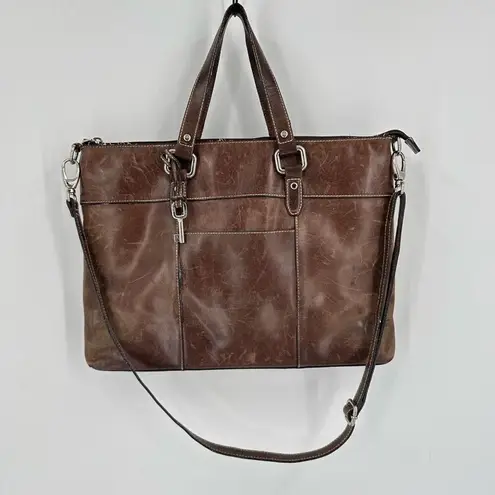 Fossil Vintage  Women's Leather Messenger Shoulder Bag Handbag Dark Brown Medium