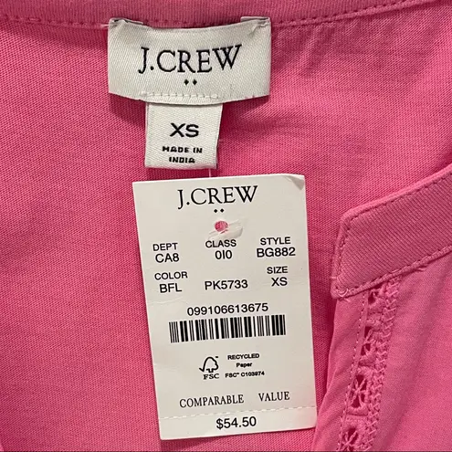 J Crew Factory Flamingo Pink Cotton Eyelet Sleeveless Notch V Neck Top NWT Size XS