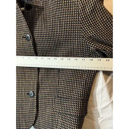 Karen Scott Houndstooth Brown Skirt Suit 12 VTG Wool Workwear Dark Academia Chic