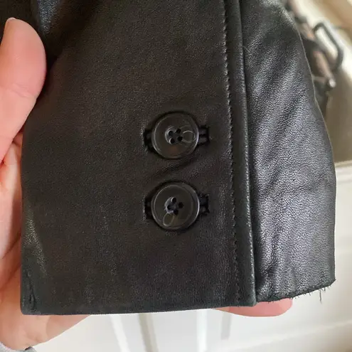 90s Vintage BP Brass Plum Nordstrom Lambskin Leather Coat Jacket Womens L Black Size L