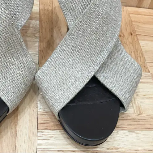 DONALD J PLINER “Val” Criss Cross Canvas High Heels Sandals Size 7.5