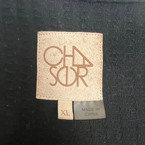 Chaser  Waffle Knit Pullover Black Thermal Tunic Sweater Size XL