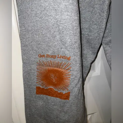 Nomad Heather Grey Sweatpants joggers drawstring & graphic to legs NWOT