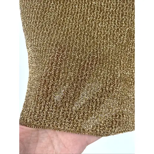 Vintage 60s La Dear Japan Metallic Gold Knit Womens Top Sz M Disco Retro Shimmer Size M
