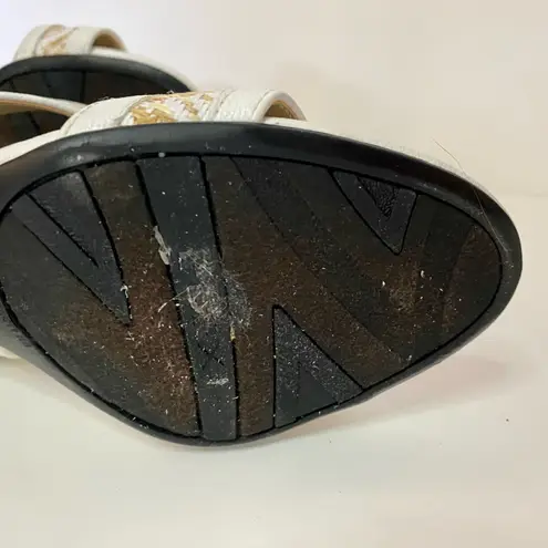 Life Stride Luna White Woven Raffia Heeled Sandals Womens 8.5