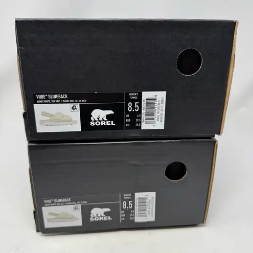 Sorel Viibe Slingback Sandals Honey White Leather Size 8.5 NWT