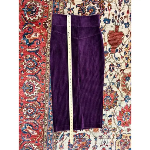 Free People  Ribbed Velour Midi Skirt Purple S High Waist Bodycon Lounge