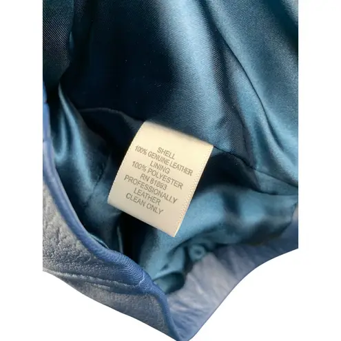 D&Co. Womens Genuine Leather Jacket XS Blue Zip