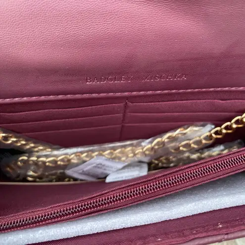 Badgley Mischka Plum Diamond Quilt Convertible Envelope Crossbody Bag $129 NEW