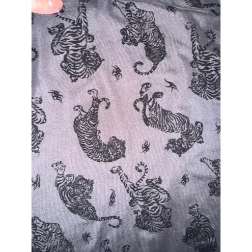 H&M Divided Black Tiger Print Mesh Slip Dress Mini Spaghetti Strap Lettuce Hem Size M