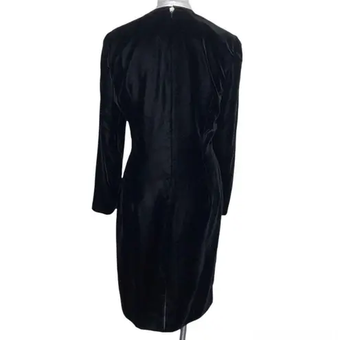 MORTON MYLES For The Warrens Black Velvet Tuxedo Dress White Collar Size 10