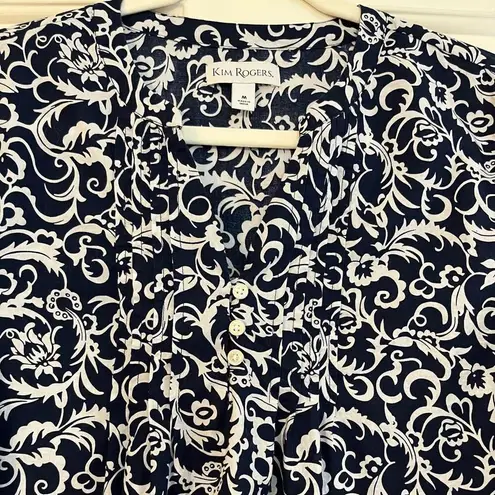 kim rogers  Women’s Medium Navy Floral Blouse