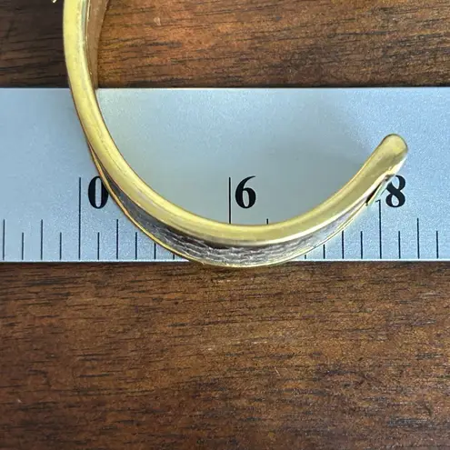 St. John Cuff Bracelet Black & Gray Snakeskin Gold Tone Statement Jewelry