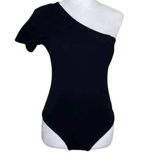 ReoRia Women's One Shoulder Ribbed Bodice Cap Sleeve Goth Party Date Night Sz L Black Size L