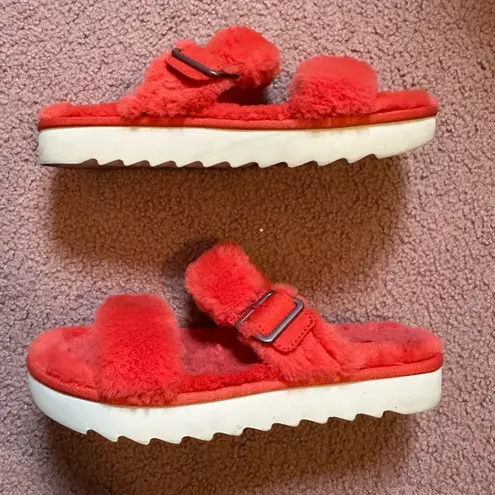 UGG Koolaburra by  Faux Fur Sandal Furr-ah Bright Red sz US 8 - Image 2