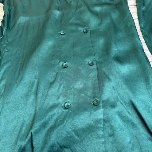 L'Academie Los Angeles Womens Casual Satin Tunic Blouse Emerald Green S SM Small