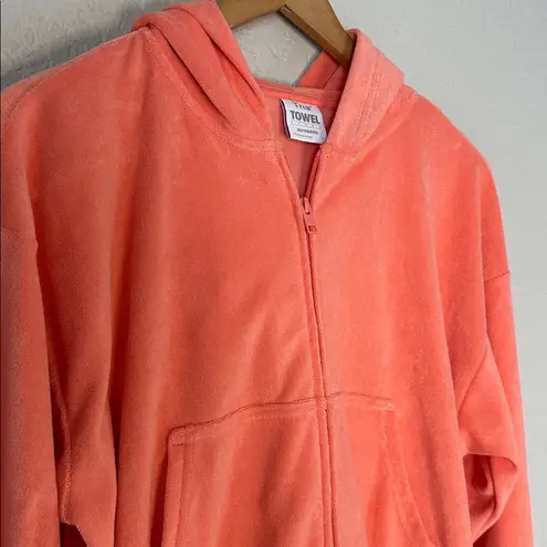 NEW Aritzia TNA Towel Terry Boyfriend Boxy Zip Hoodie Sporty French Terrycloth Orange