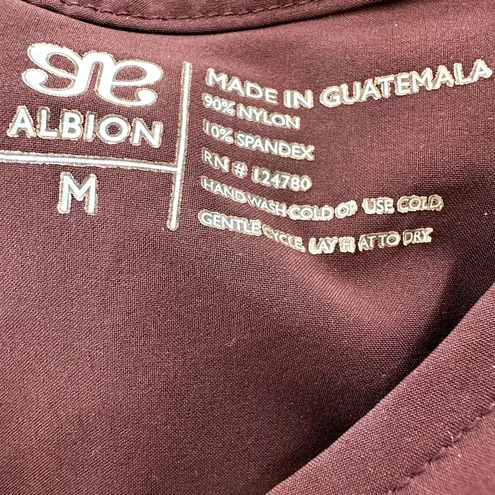 ALBION FIT Albion Jetsetter Jumpsuit Cap Sleeve Tie Waist Tapered Leg Zipper Hem Maroon M