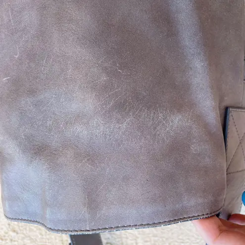 Alexander McQueen taupe leather zipper shoulder bucket bag purse handbag