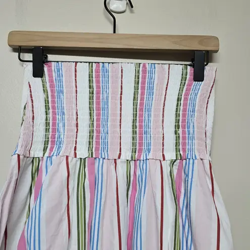 Hill House The Delphine Nap Skirt Rainbow Stripe Sz M Smocked Waist