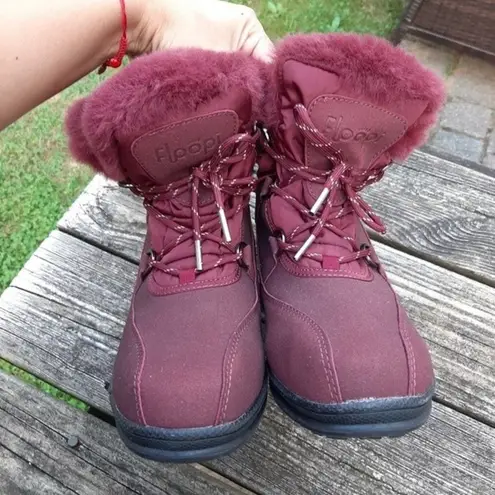 Floopi Faux Fur Boots Burgundy Lace