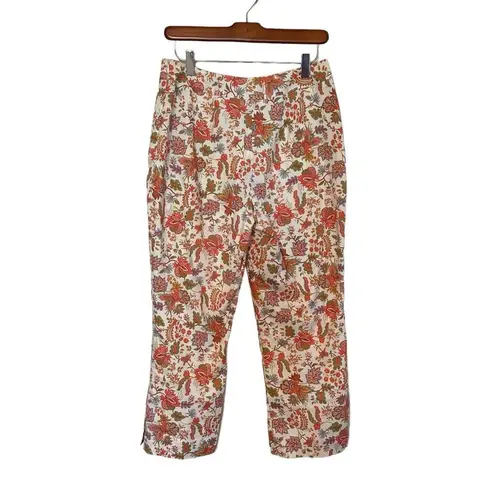 Pendleton Size 6 Cropped Capri Pants Floral Paisley Lined White Coral Women's