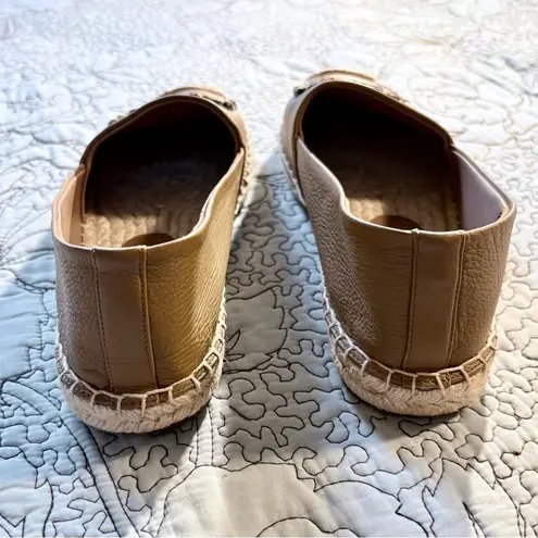 Tory Burch  Ines Leather Espadrilles Tan Logo Slip On Flats Size 8.5🧡